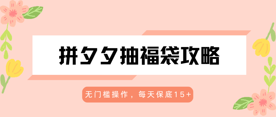 拼夕夕抽福袋攻略，无门槛操作，每天保底15+-副业网