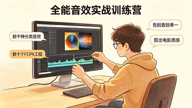 全能音效实战训练营：数千种分类音效+数十个FCPX工程，告别音效单一，剪出电影质感-副业网