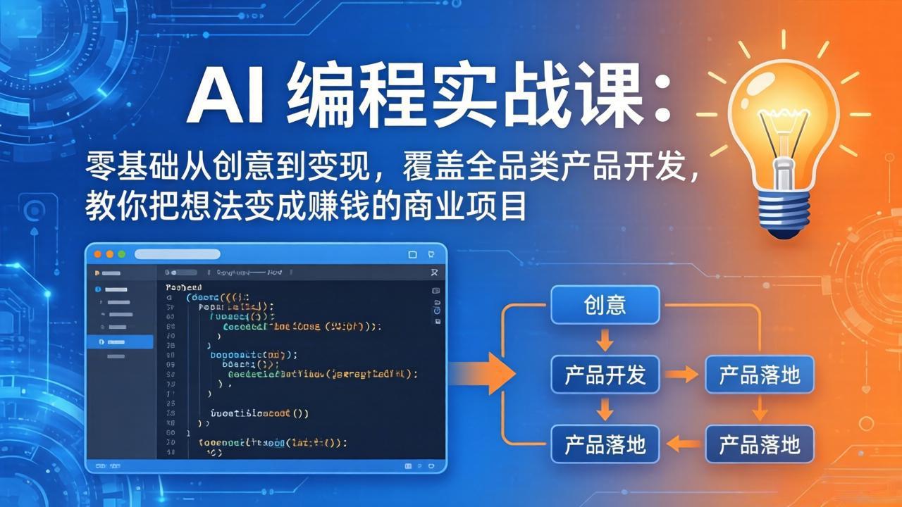 AI编程实战课-第三期-5月3更新：零基础从创意到变现，覆盖全品类产品开发，把想法变成赚钱项目-副业网