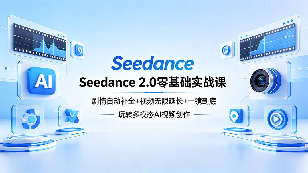Seedance 2.0零基础实战课：剧情自动补全+视频无限延长+一镜到底：玩转多模态AI视频创作-副业网