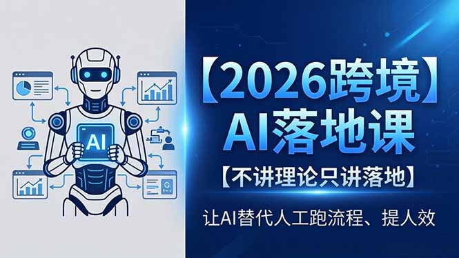 2026跨境AI落地课，不讲理论只讲落地，让AI替代人工跑流程、提人效-副业网