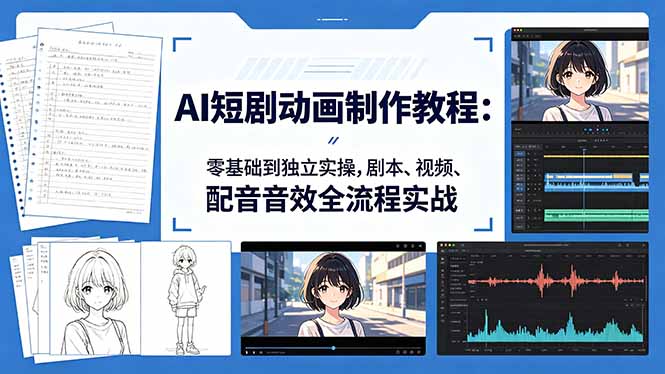 AI短剧动画制作教程：零基础到独立实操，剧本、视频、配音音效全流程实战-副业网